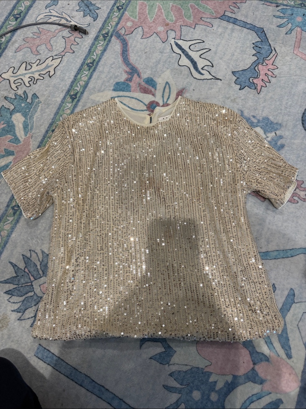 THML Girls Short-Sleeve Sequin Top in Champagne Gold